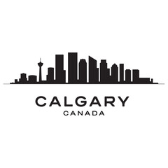 Calgary skyline horizontal banner. Black Calgary, Canada. Vector template for your design. Vector black silhouette. with white background