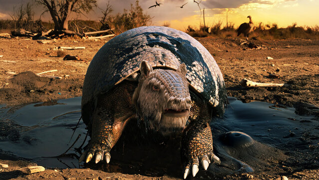 Glyptodon Stuck in a Tar Pit