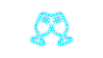 Neon Clinking Wine Glasses Sign, Neon chalkboard user icon glow with transparent background