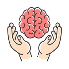 brain in hands icon, brain in hands vector illustration-simple illustration of brain in hands, perfect for brain in hands logos and icons