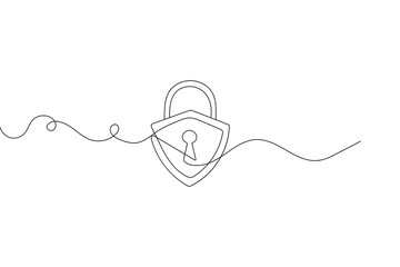 Lock icon continuous one line drawing outline  vector illustration
