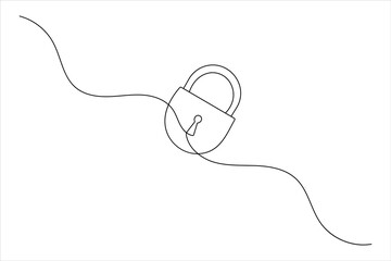 Lock icon continuous one line drawing outline  vector illustration
