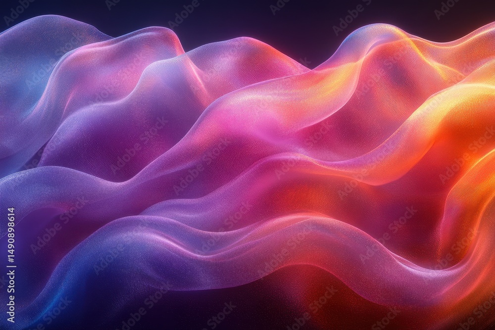 Poster colorful abstract waves flowing gracefully across a dark background in a vibrant display of light an