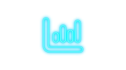 Obraz premium Glowing neon icon of a bar chart with a curved line, symbolizing data analysis or statistics, Neon chart column icon glow with transparent background