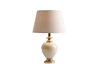 Cozy vintage bedside lamp with soft glow and polished brass detailing Isolated on transparent Background