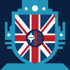 Obraz premium Vector United Kingdom flag, Futuristic UK Flag with Technology Background – Modern British Vector Tech-Inspired United Kingdom Flag – Futuristic Digital Vector Design Vector UK flag illustration,