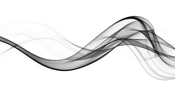 Abstract grayscale flowing wave design isolated on a white background