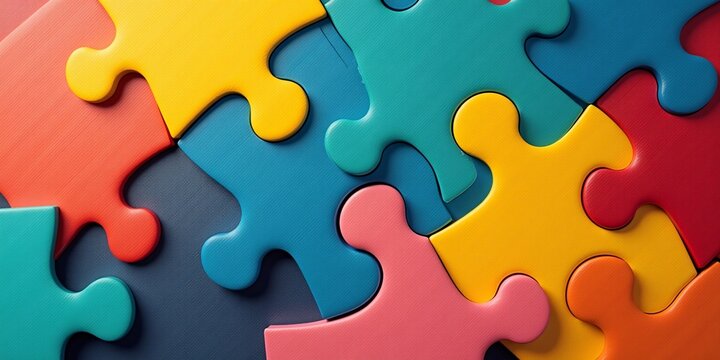 DEI, Diversity equity and inclusion concept. Equity Diversity Inclusion Belonging on solid background - Unity of Puzzle