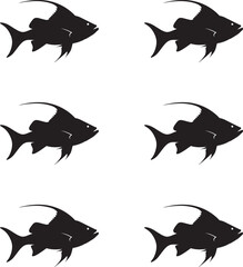 Silhouette archer fish on white background. Premium vector illustration. 