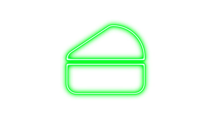 Neon icon of a slice of cake with a triangular top and layered design, Neon chess icon glow with transparent background