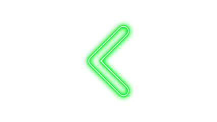 Glowing Neon Arrow Pointing Left, Neon chevron left icon glow with transparent background