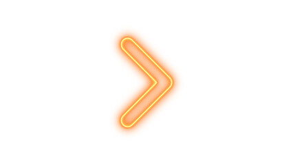Glowing neon arrow pointing to the right, Neon chevron right icon glow with transparent background