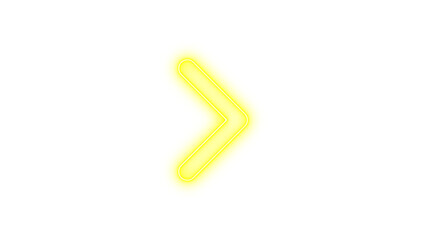 Obraz premium Glowing neon arrow pointing to the right, Neon chevron right icon glow with transparent background