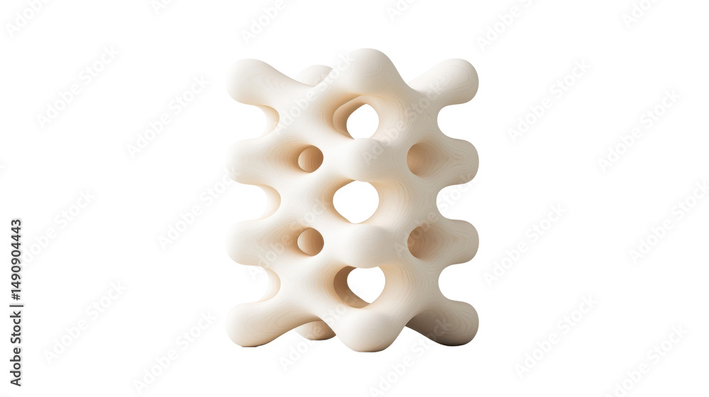 Poster abstract sculpture in neutral color showcasing unique organic forms and hollow spaces for artistic d
