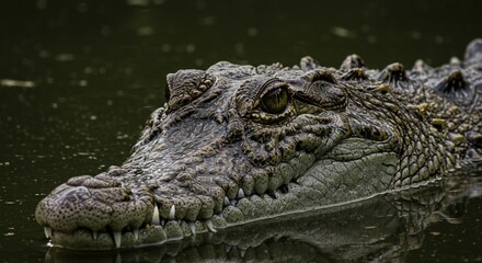 Obraz premium Crocodile surfaces lurking in water