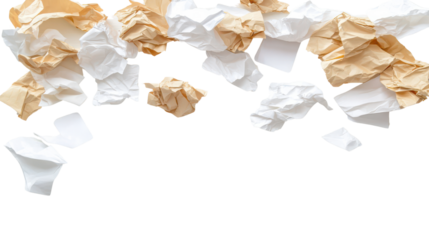 Crumpled Paper Collection on Transparent Background for Creative Projects and Design Concepts