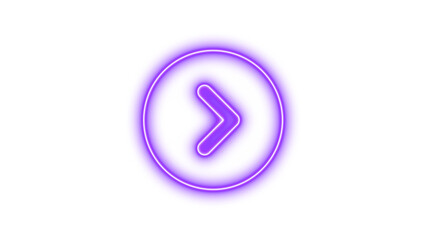 Glowing Neon Forward Arrow Icon, Neon circle chevron right icon glow with transparent background