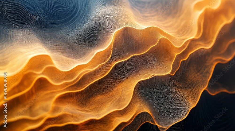Poster abstract design of layered, undulating forms.