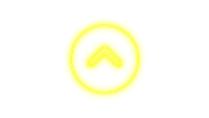 Glowing Neon Arrow in Circular Frame, Neon circle chevron up icon glow with transparent background