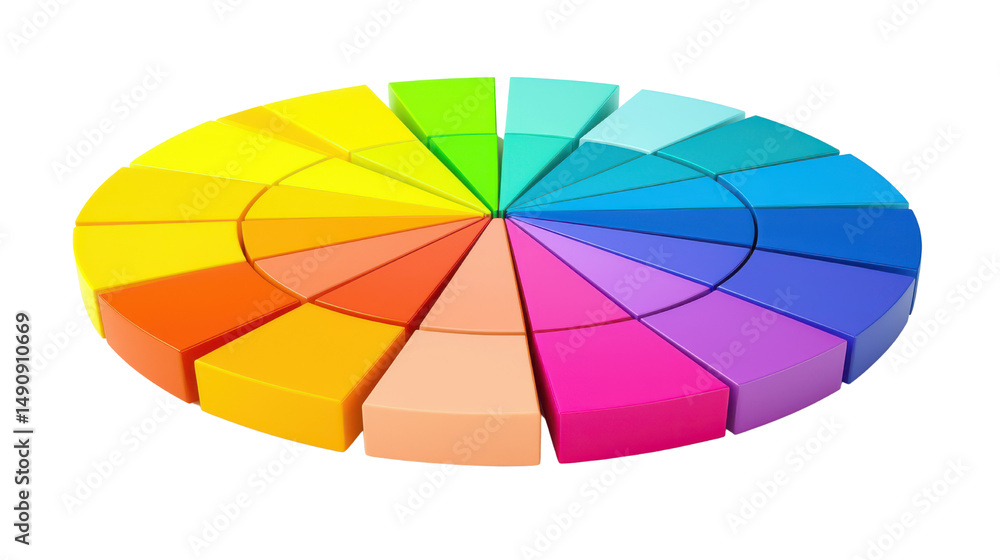 Poster vibrant color wheel with bright segments displaying a full spectrum of colors and tones