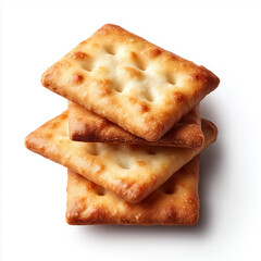 Fototapeta premium Stack of crispy crackers on a white background 