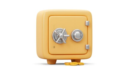 Fototapeta premium 3D Yellow Safe with Gold Coins - Secure Savings & Finance