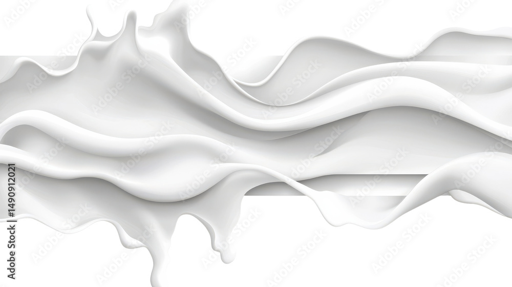 Poster smooth flowing white liquid texture on dark background creating a sense of elegance and fluidity in 