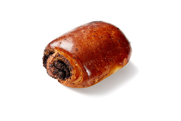 Delicious poppy seed roll isolated on white background