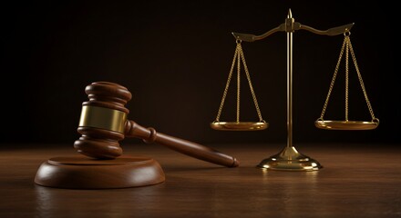 Gavel and scales symbolizing justice legality