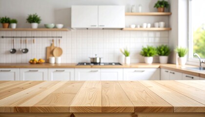 Wooden Tabletop in Kitchen.