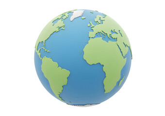Fototapeta premium Stylized 3D Earth Globe Pastel Green and Blue