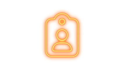 Neon Person Icon with Clipboard Shape, Neon clipboard user icon glow with transparent background