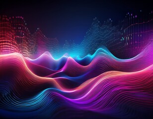 vibrant banner for a music production festival with immersive digital waves