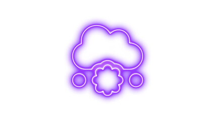Glowing Neon Cloud with Flower Design, Neon cloud meatball icon glow with transparent background