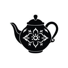 A beautiful teapot stencils silhouette vector art illustration