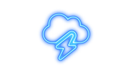 Neon Cloud with Lightning Bolt Sign, Neon cloud-bolt icon glow with transparent background