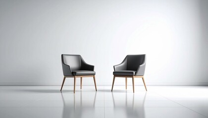 Fototapeta premium Modern Leather Chairs in Minimalist Room