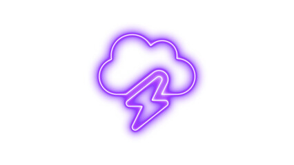 Neon Cloud with Lightning Bolt Sign, Neon cloud-bolt icon glow with transparent background