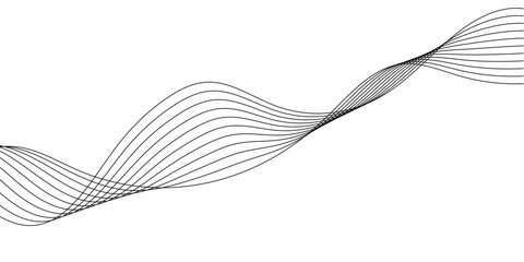 Abstract grey wave lines on transparent background. Technology, data science, geometric border pattern. Isolated on white background. 