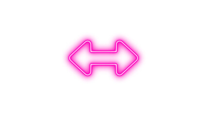 Glowing neon sign with arrows pointing left and right, Neon left right icon glow with transparent background