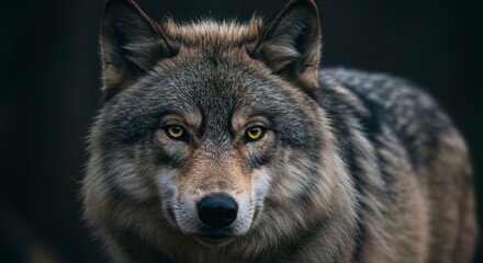 Obraz premium Intense wolf gaze fur texture