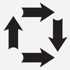 Black Circular Arrow Set for Process and Direction