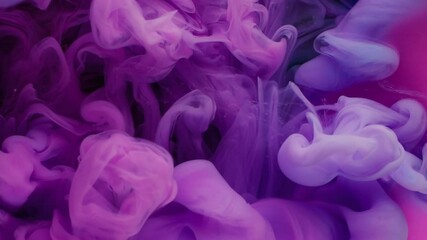 Haze cloud. Art fluid. Purple pink violet neon paint explosion in color water. Abstract fume splash reaction spill defocused background. - Powered by Adobe