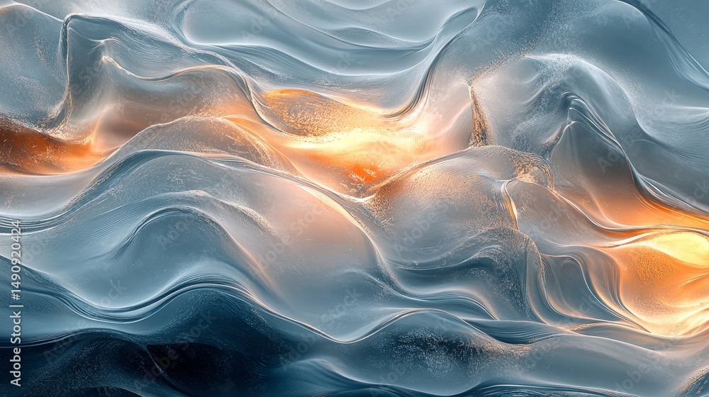 Poster abstract flowing forms of light and shadow.