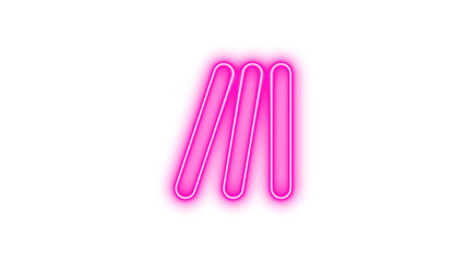 Glowing neon abstract shape with wavy lines, Neon lines leaning icon glow with transparent background