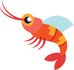 vector illustration of cartoon shrimp