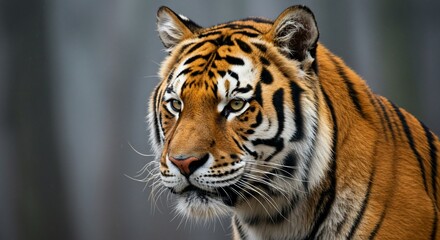 Fototapeta premium Majestic tiger portrait against blurred background