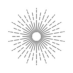 Obraz premium Icons with sun rays on a dark white background. A sunbeam with lines. Retro logo in the form of a circle with radial rays. The sun is shaped like a star. Vector Eps 10.
