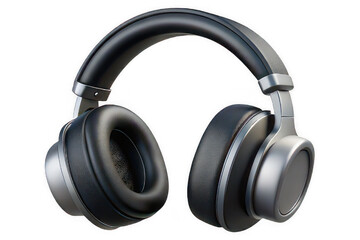 Modern wireless audio headset device for music listening and entertainment isolated on transparent background.
