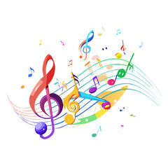 Colorful Musical Signs Swirling Melodies